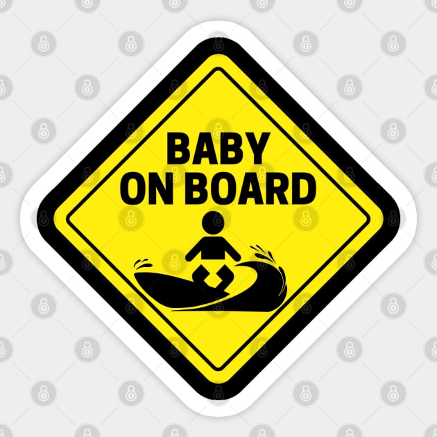 Baby on Surf Board - Surfing fans - Pregnancy Reveal Gift Idea Sticker by Artist Rob Fuller